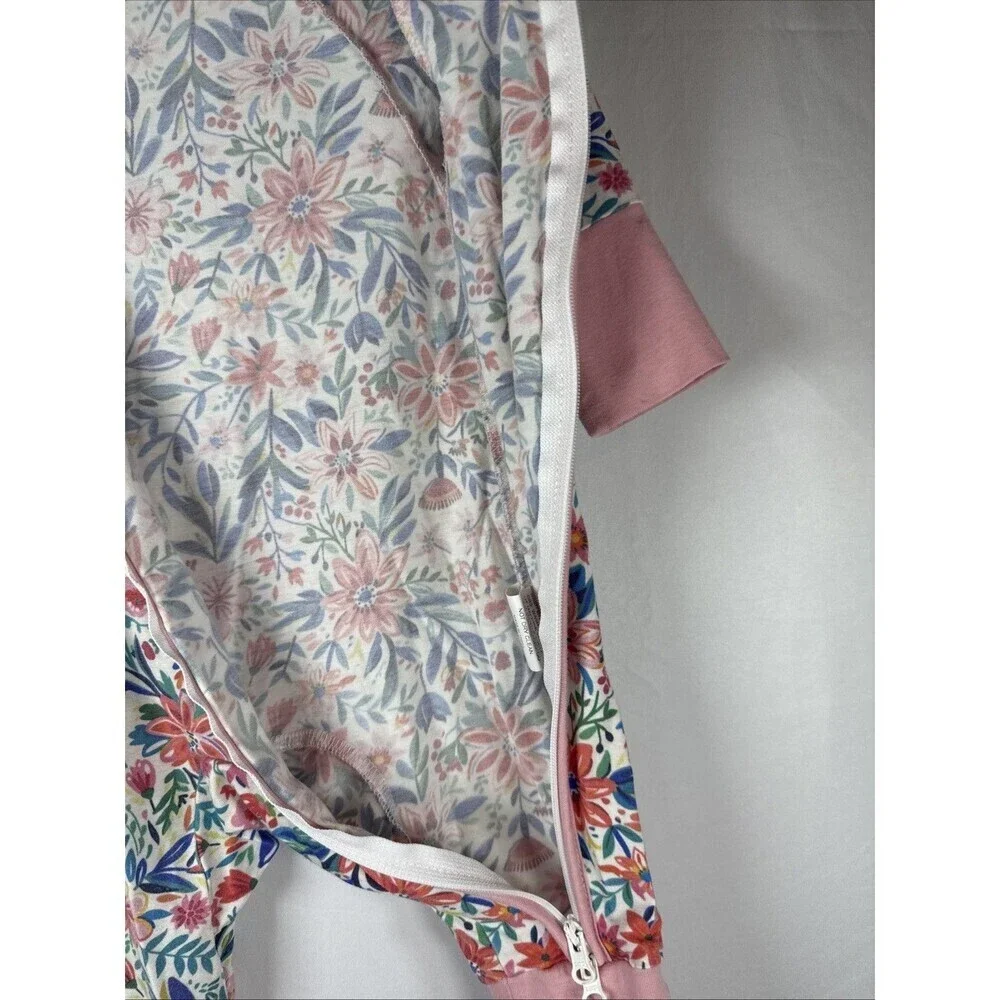 Catasy Bamboo Sleeper Pink Floral Print 0-3 M Preowned